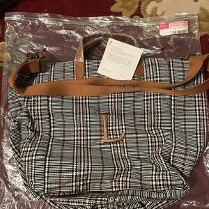 Thirty-One Chestnut and Tan Plaid Crossbody Bag